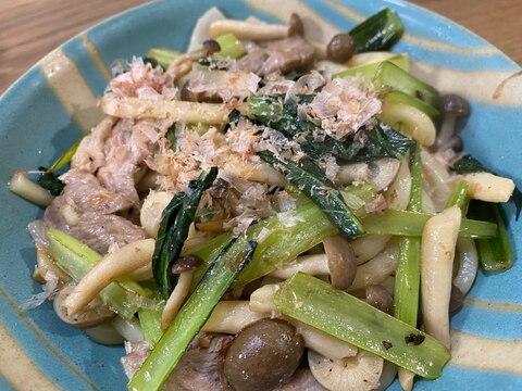 豚肉と小松菜の焼きうどん